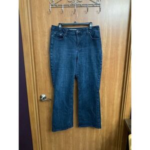 Faded Glory‎ Woman Stretch Blue Denim Jeans Size 16W Black Embroidered Pockets